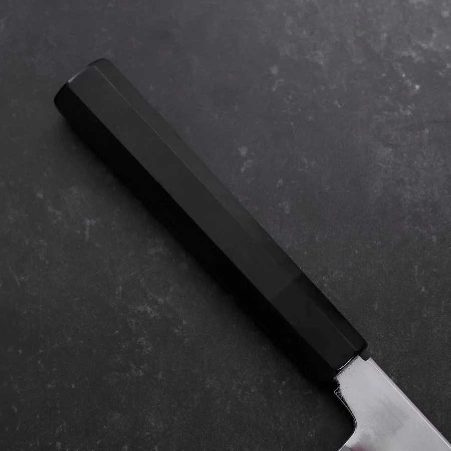 Gyuto White Steel #3 Kagami Honyaki Büffelhorn und Ebenholz Griff 240mm - Image 6