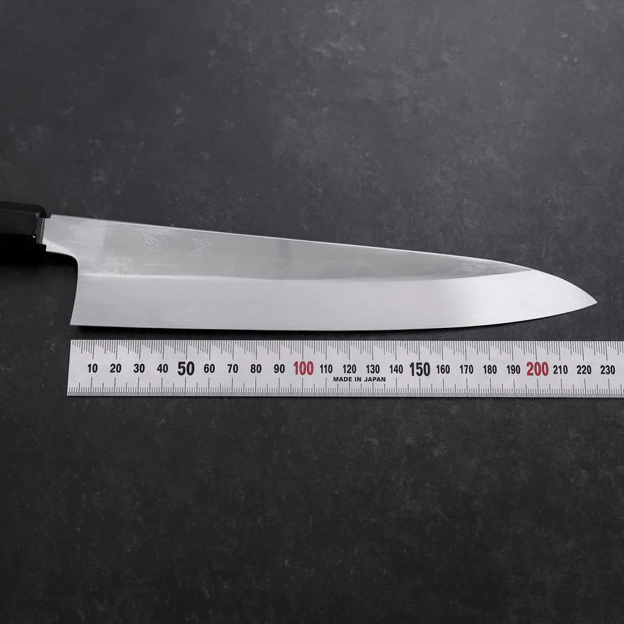 Gyuto White Steel #3 Kagami Honyaki Büffelhorn und Ebenholz Griff 240mm - Image 7