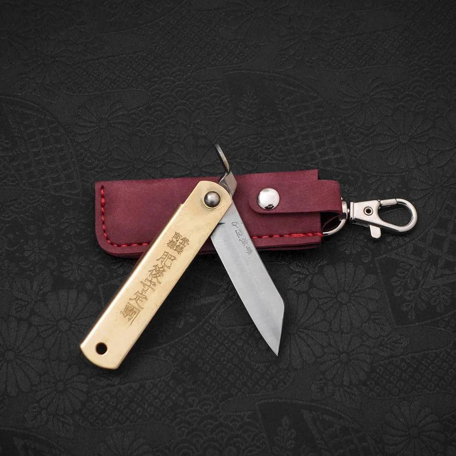 Higonokami Aogami 55mm mit Lederetui in Rot - Image 5