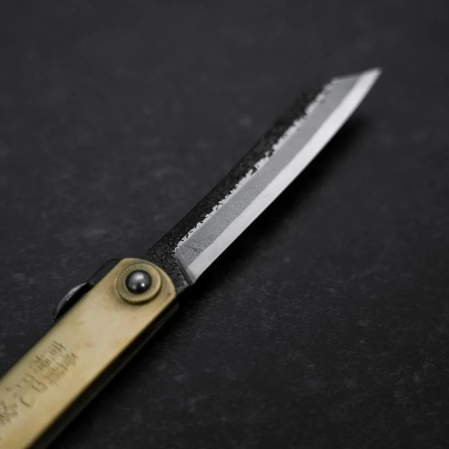 Higonokami Aogami 80mm Messing Kurouchi Nashiji - Image 3