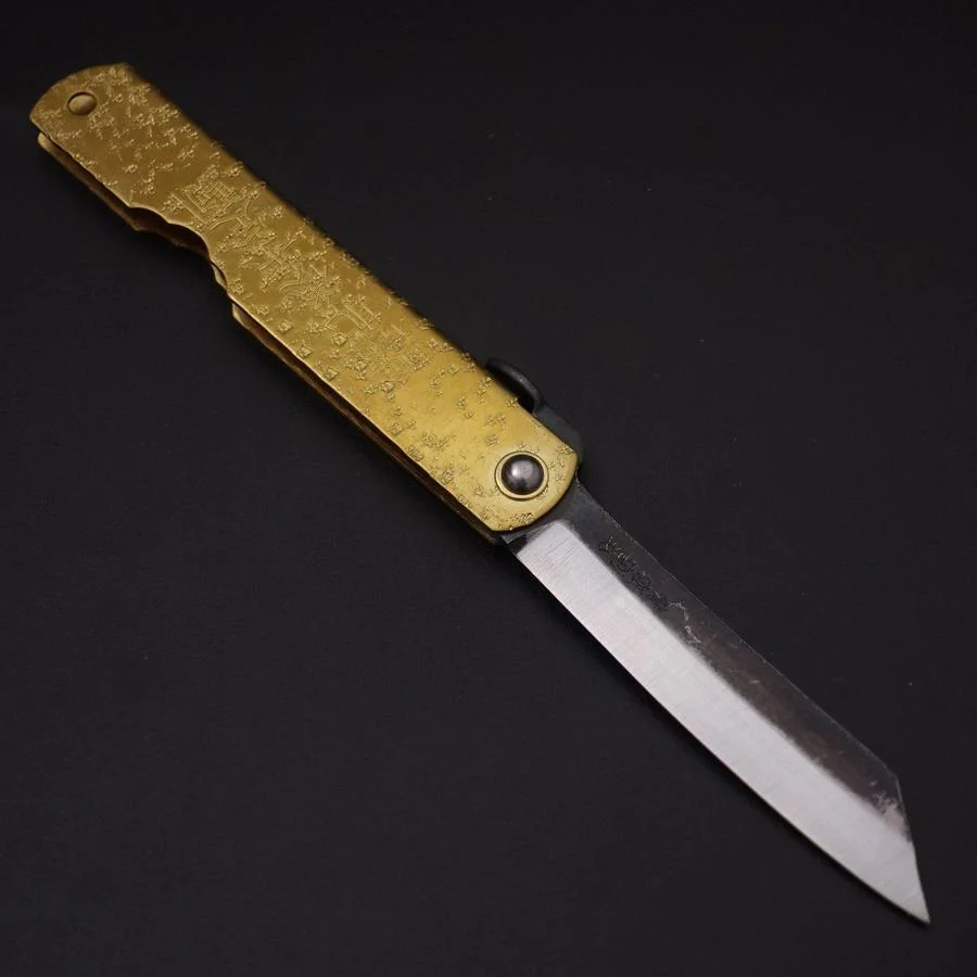 Higonokami Blue Steel 80mm Helles Gold