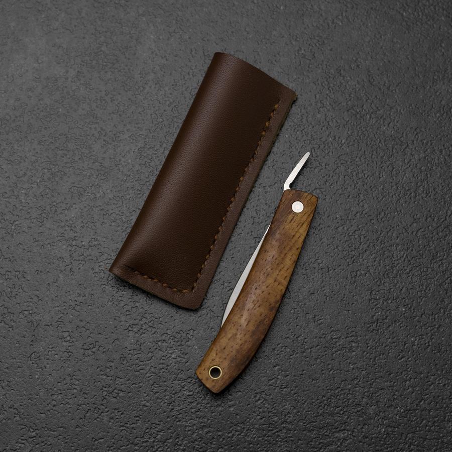 Higonokami VG-10 Outdoor-Messer Hawaiianisches Koaholz 55mm mit Lederscheide - Image 5