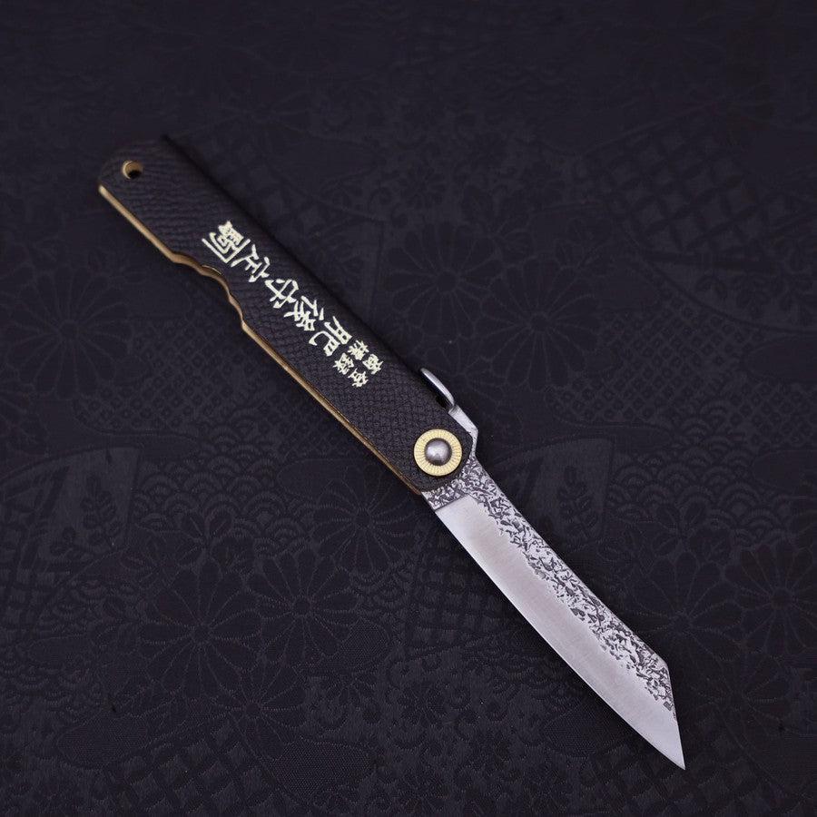 Higonokami VG-10 Tsuchime Schwarzes Leder 100mm