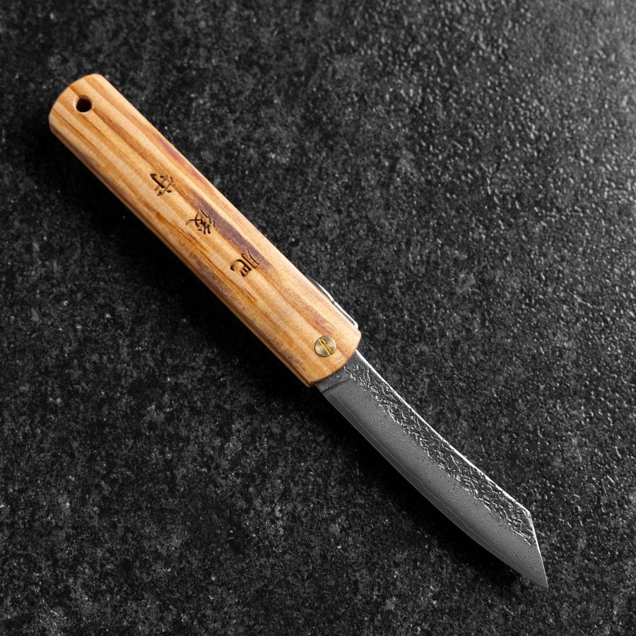 Higonokami VG-10 Tsuchime Gelbes Natürliches Holz 100mm