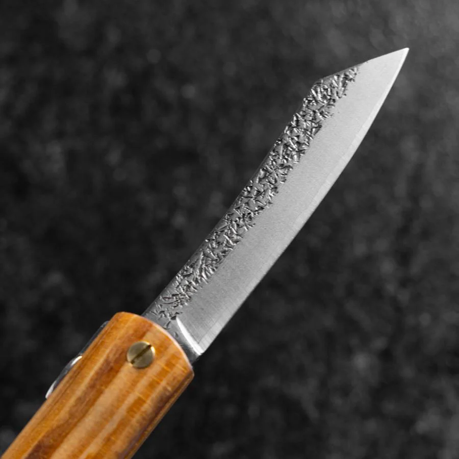Higonokami VG-10 Tsuchime Gelbes Natürliches Holz 100mm - Image 3