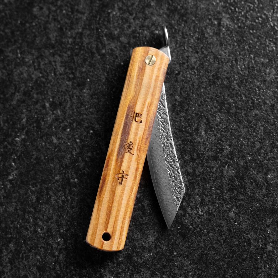 Higonokami VG-10 Tsuchime Gelbes Natürliches Holz 100mm - Image 7