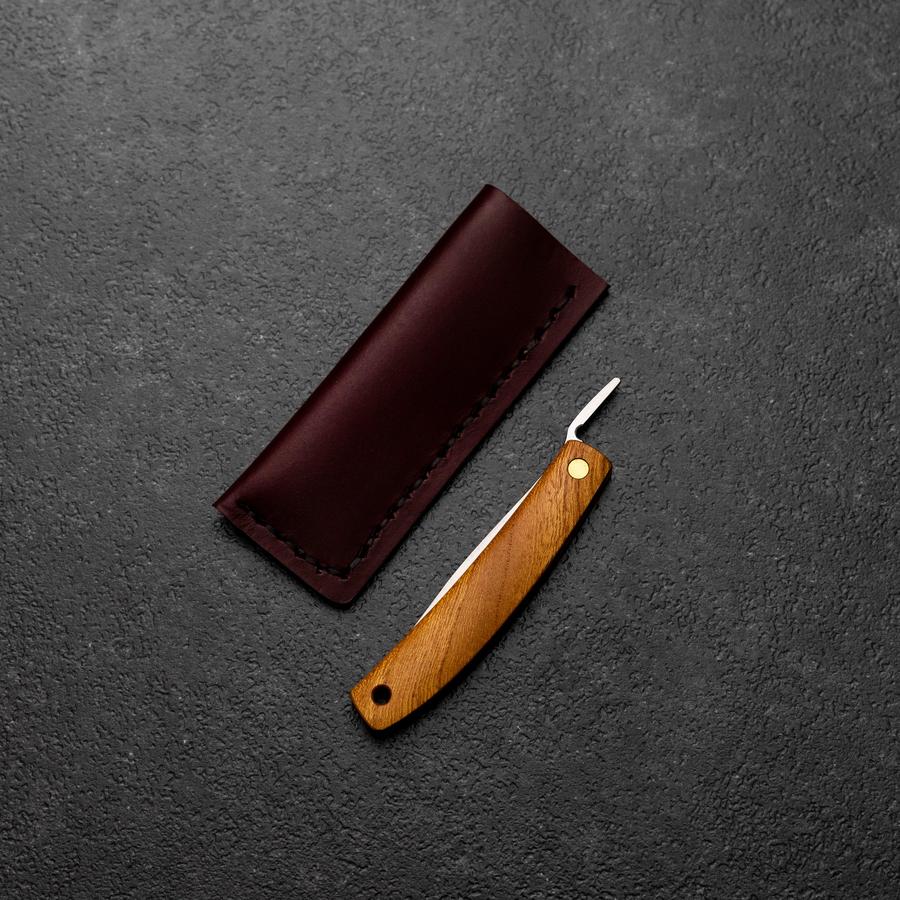 Higonokami VG-10 Zelkova Outdoor-Messer 60mm mit Lederscheide - Image 6