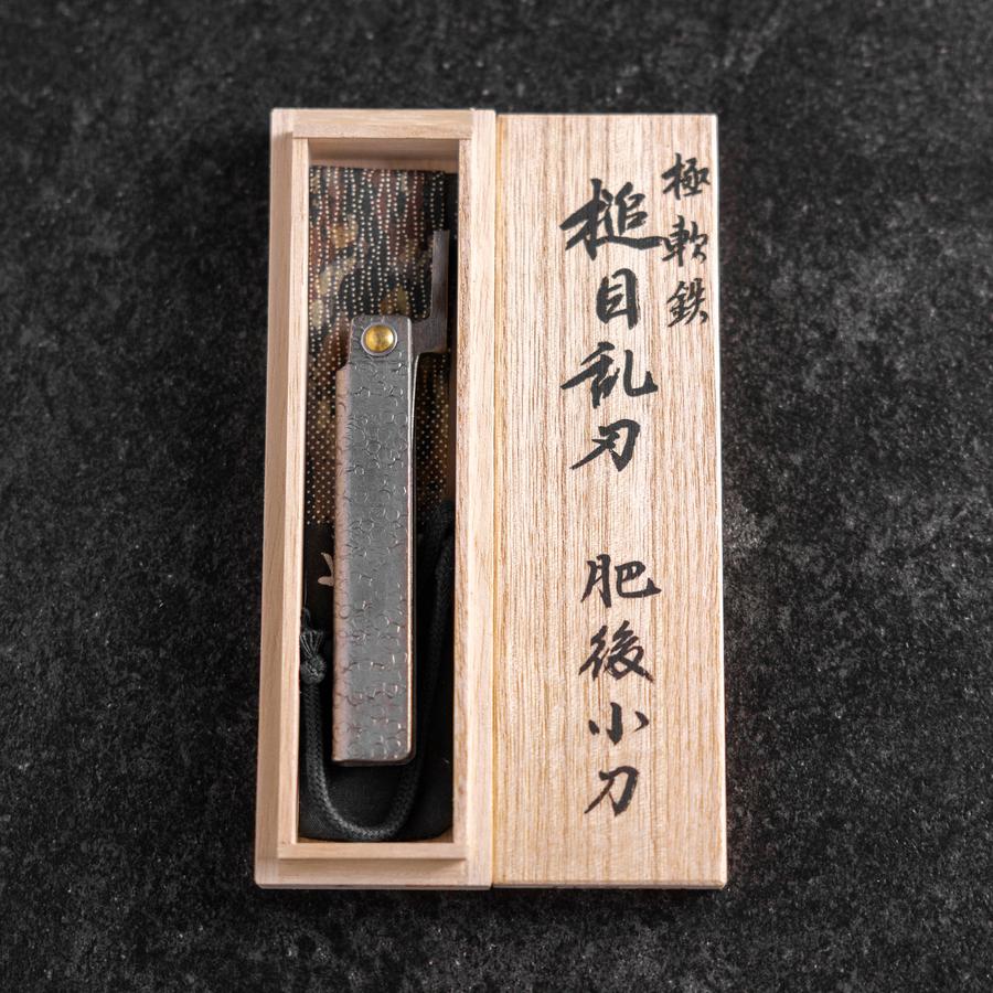 Taschenmesser White Steel #2 75mm Carbon Tsuchime Kanagata mit Paulownia-Holzbox - Image 8