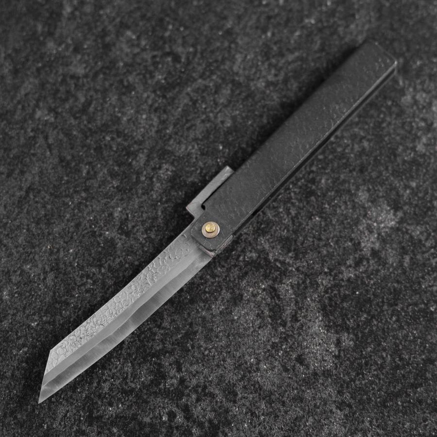 Taschenmesser White Steel #2 90mm Carbon Tsuchime Knifegata Schwarz mit Paulownia Holz-Box - Image 2