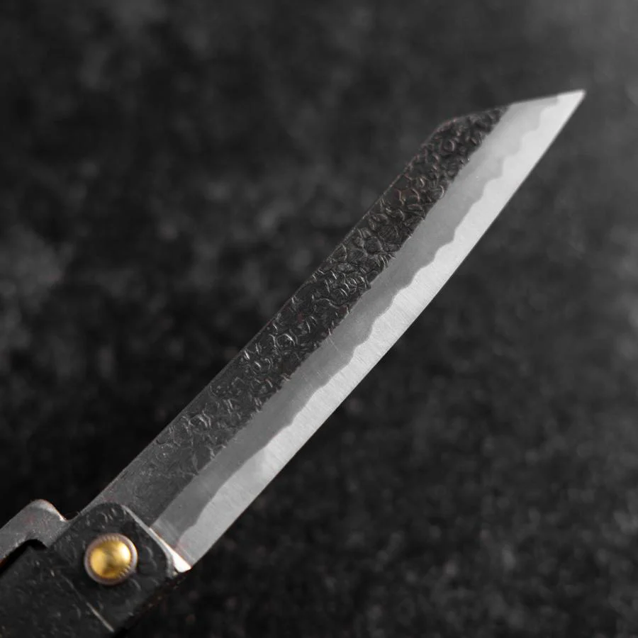 Taschenmesser White Steel #2 90mm Carbon Tsuchime Knifegata Schwarz mit Paulownia Holz-Box - Image 3