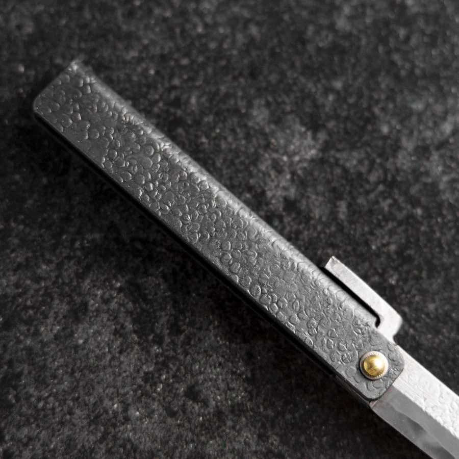 Taschenmesser White Steel #2 90mm Carbon Tsuchime Knifegata Schwarz mit Paulownia Holz-Box - Image 5