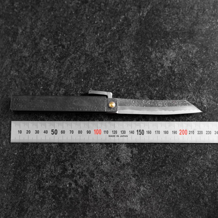 Taschenmesser White Steel #2 90mm Carbon Tsuchime Knifegata Schwarz mit Paulownia Holz-Box - Image 6
