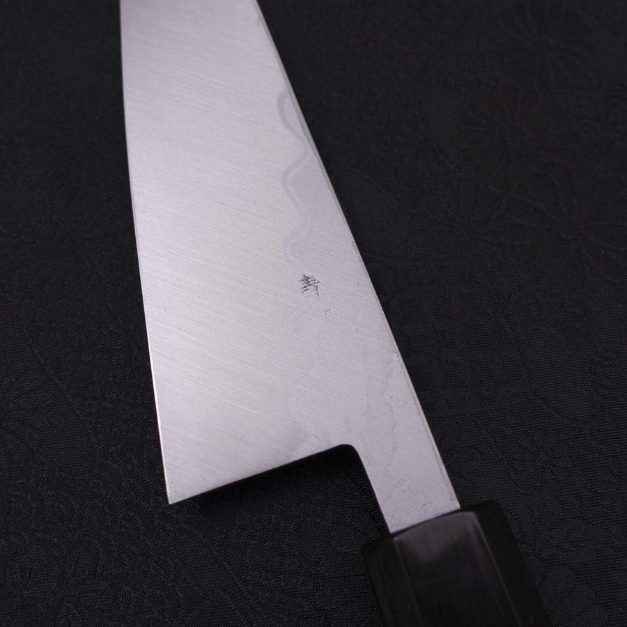 Honesuki Ausbeinmesser Blue Steel #2 Damast Büffelhorn und Ebenholz Griff 150mm - Image 3