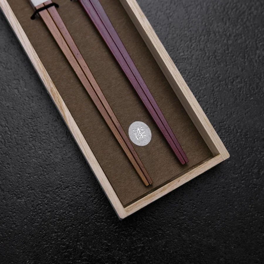 Kagoshima Bambus Rot-Braunes Essstäbchen Set 23mm mit Paulownia-Holzbox - Image 2