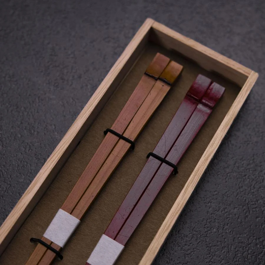 Kagoshima Bambus Rot-Braunes Essstäbchen Set 23mm mit Paulownia-Holzbox - Image 3