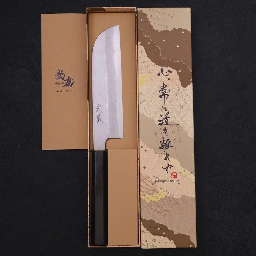 Kama Usuba (Kansai) Blue Steel #2 Suminagashi Büffelhorn und Ebenholz Griff 180mm - Image 8