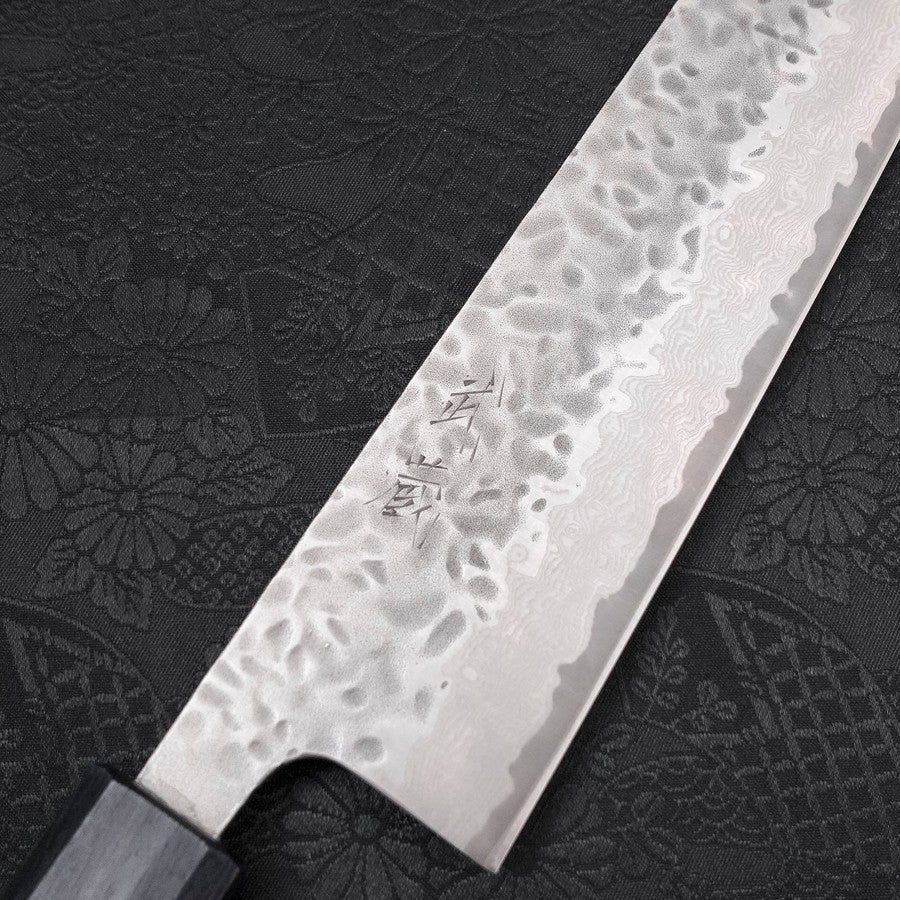 Kiritsuke AUS-10 Tsuchime Damast Dunkelblauer Urushi Griff 210mm - Image 3
