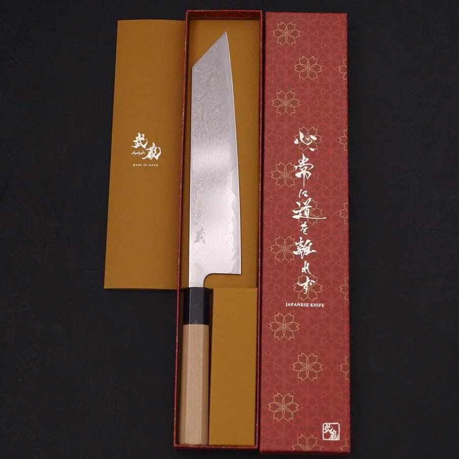 Kiritsuke AUS-10 Wellen-Nickel Damast Büffelhorn und Magnolienholz Griff 240mm - Image 8