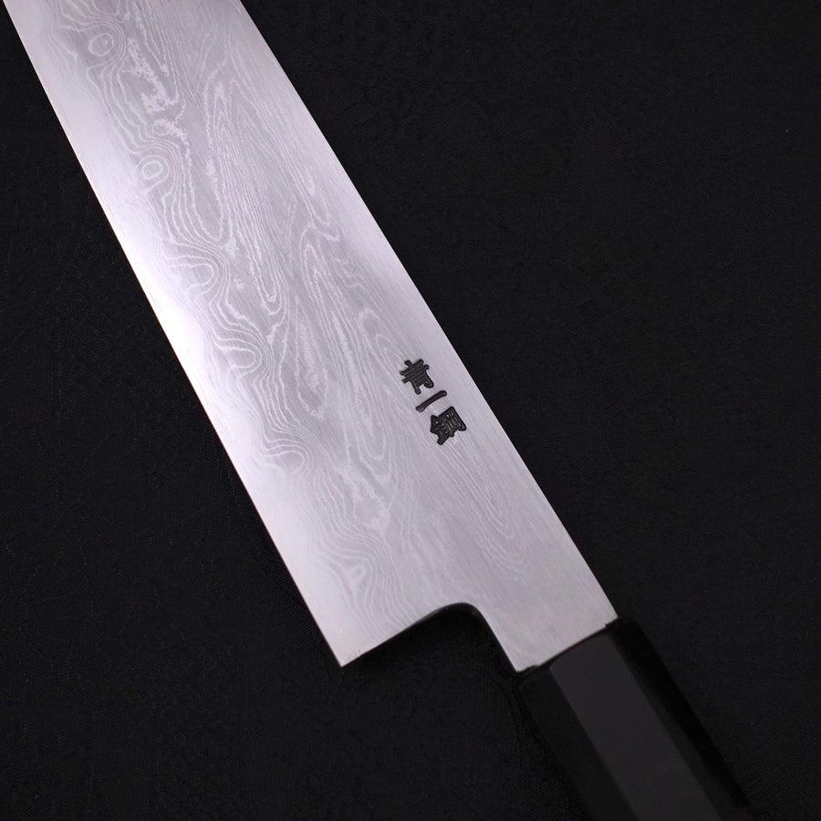 Kiritsuke Blue Steel #1 Suminagashi Büffelhorn und Ebenholz Griff 200mm - Image 3