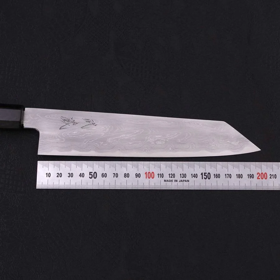 Kiritsuke Blue Steel #1 Suminagashi Büffelhorn und Ebenholz Griff 200mm - Image 7