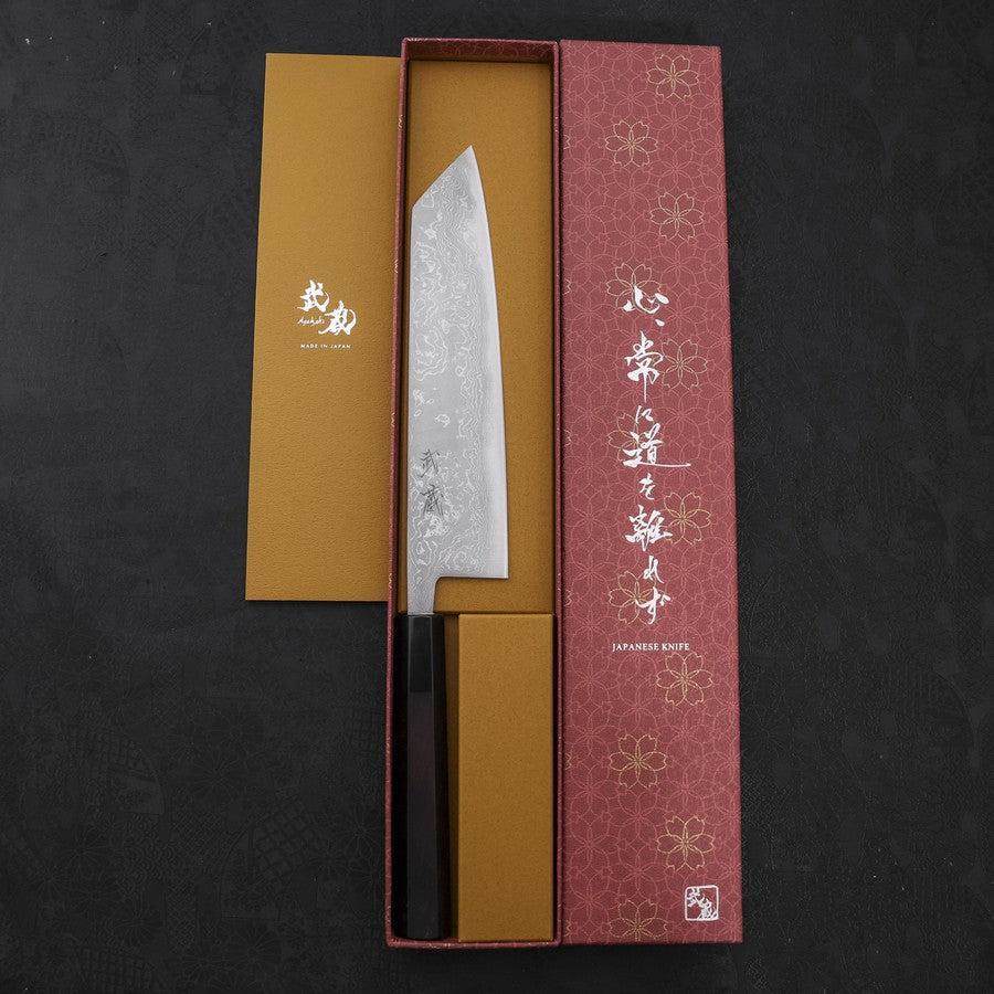 Kiritsuke Blue Steel #2 Damast Büffelhorn und Ebenholz Griff 210mm - Image 8