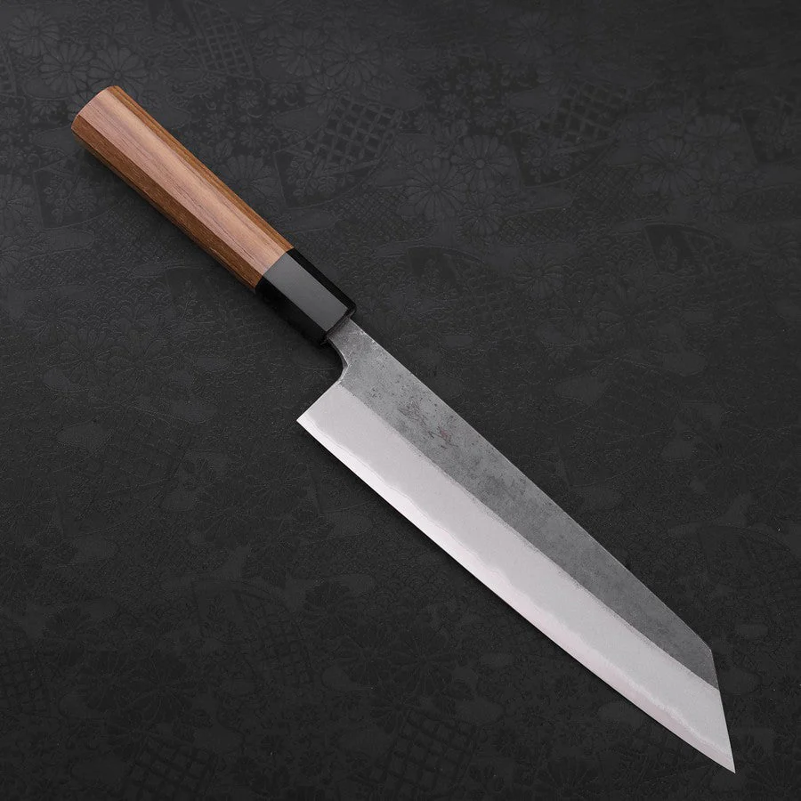 Kiritsuke Blue Steel #2 Kurouchi Büffelhorn und Teakholz Griff 210mm
