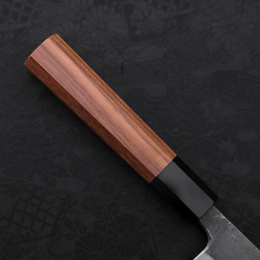 Kiritsuke Blue Steel #2 Kurouchi Büffelhorn und Teakholz Griff 210mm - Image 6