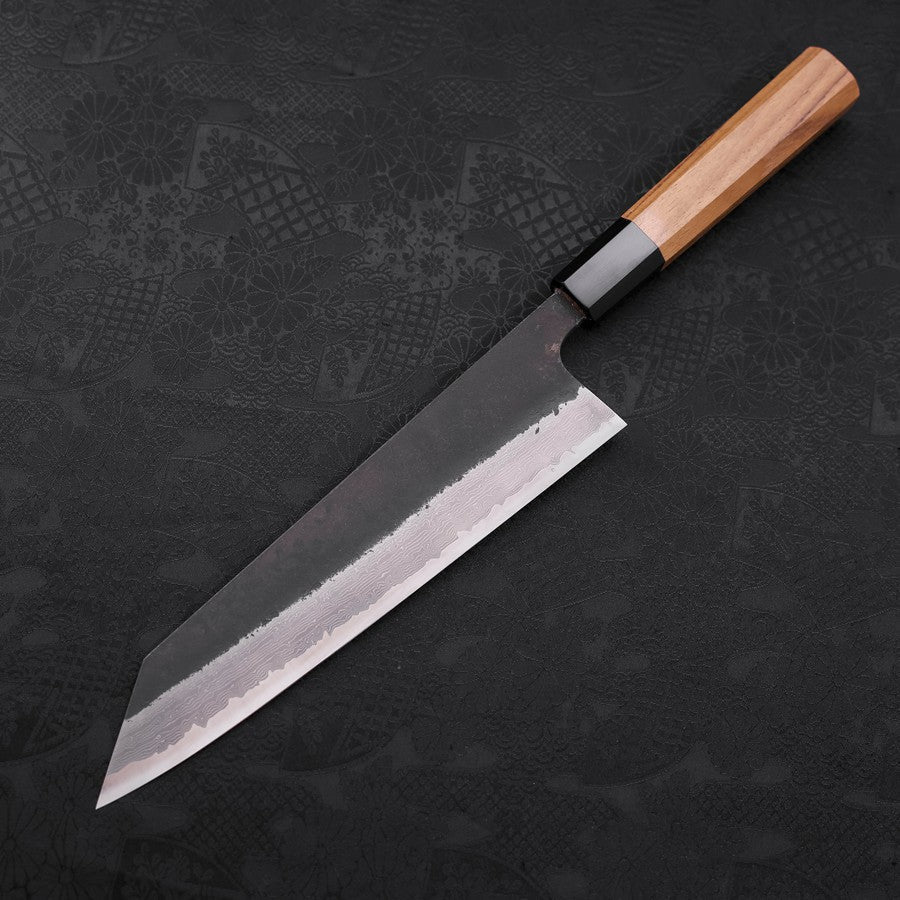Kiritsuke Blue Steel #2 Kurouchi Damast Büffelhorn und Teakholz Griff 210mm - Image 2