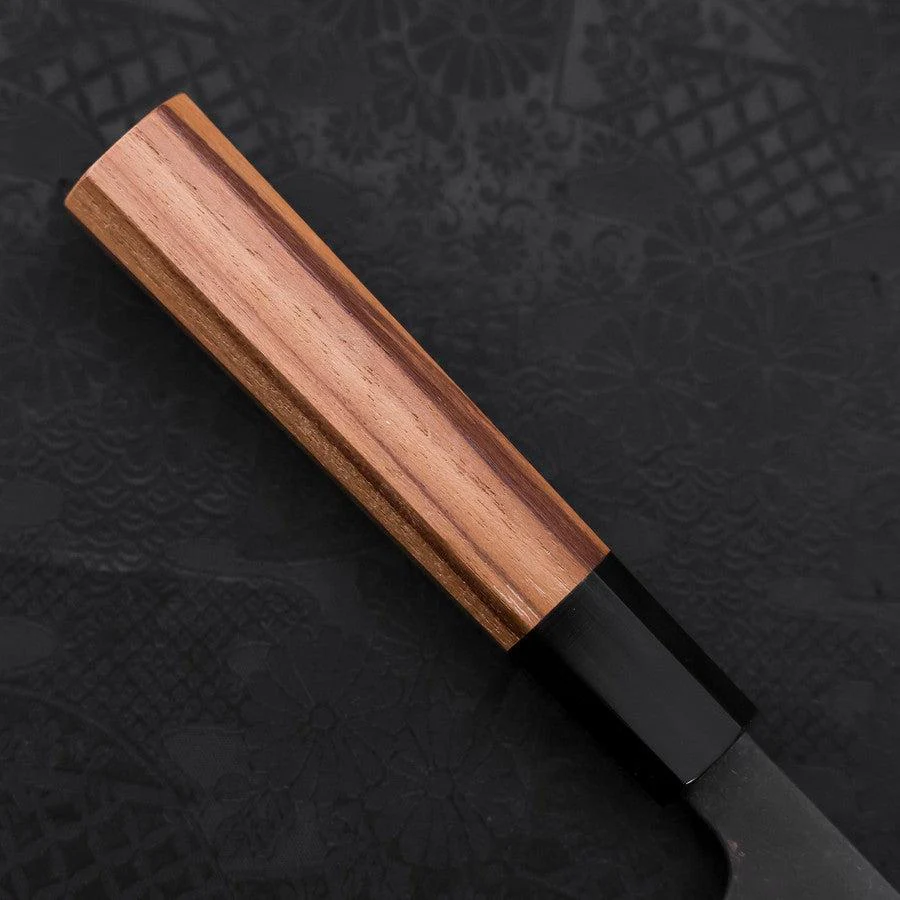 Kiritsuke Blue Steel #2 Kurouchi Damast Büffelhorn und Teakholz Griff 210mm - Image 6