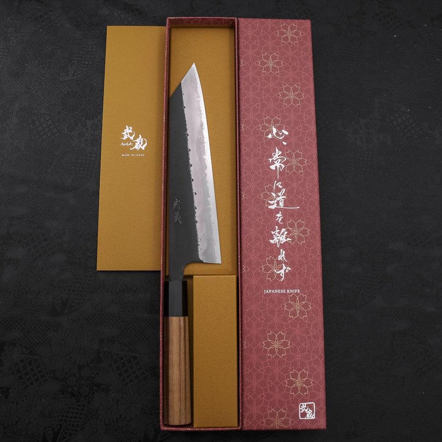 Kiritsuke Blue Steel #2 Kurouchi Damast Büffelhorn und Teakholz Griff 210mm - Image 7