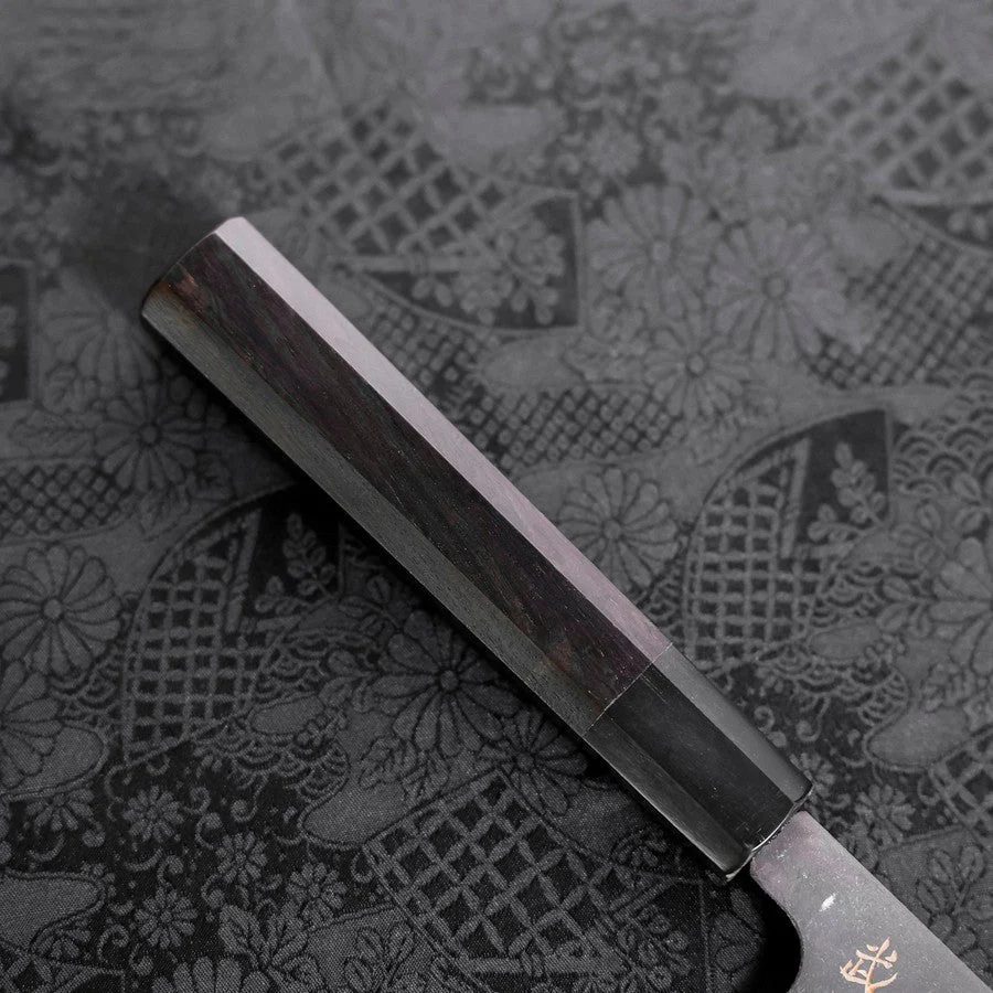 Kiritsuke Blue Steel #2 Kurouchi Damast Chokin "Drache" Büffelhorn und Ebenholz Griff 210mm - Image 6