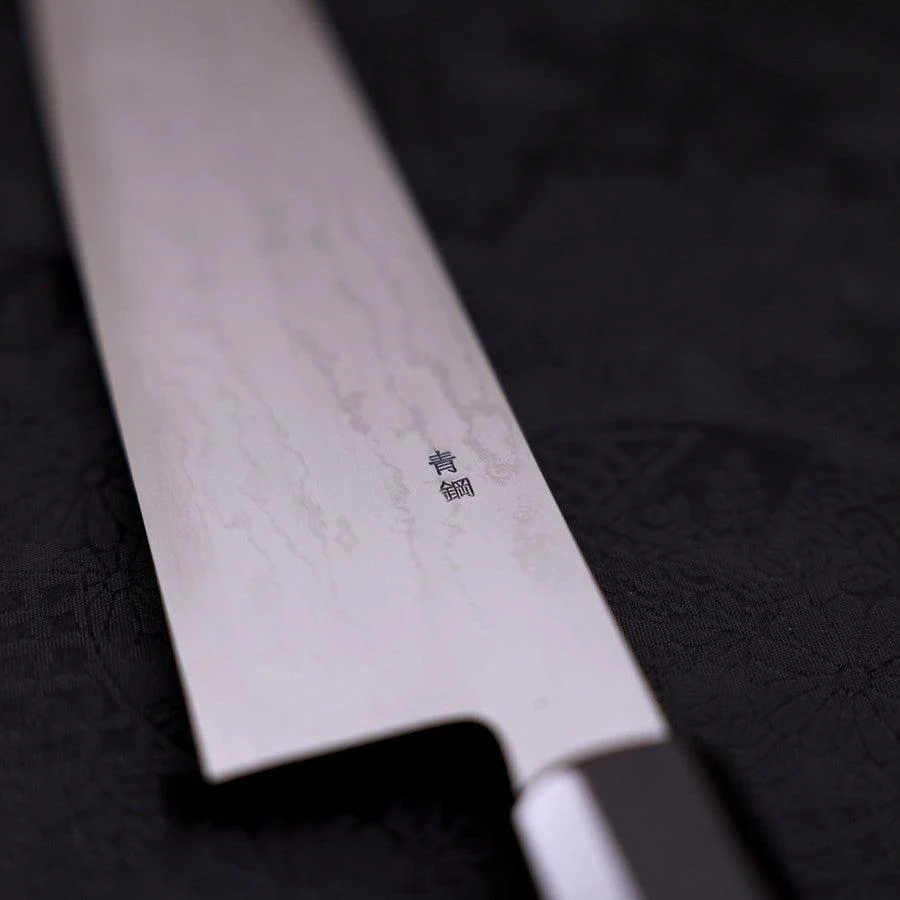 Kiritsuke Blue Steel #2 Suminagashi Büffelhorn und Ebenholz Griff 240mm - Image 3
