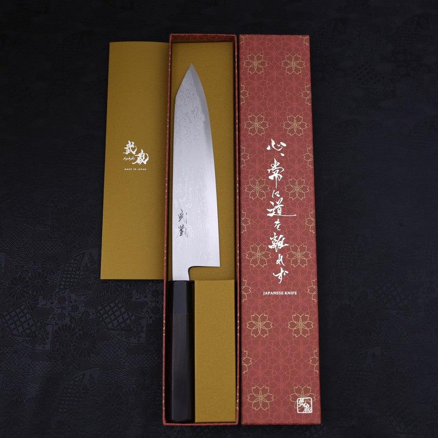 Kiritsuke Blue Steel #2 Suminagashi Büffelhorn und Ebenholz Griff 240mm - Image 8