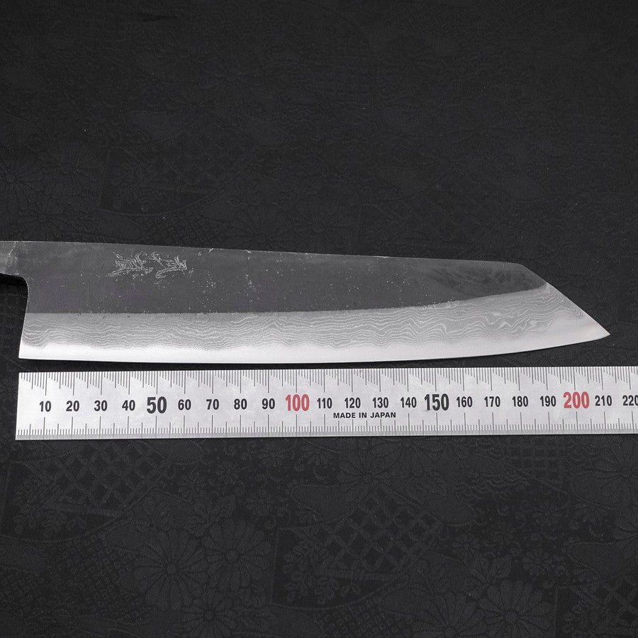 Kiritsuke Blue Steel #2 Kurouchi Damast Büffelhorn und Ebenholz Griff 210mm - Image 7