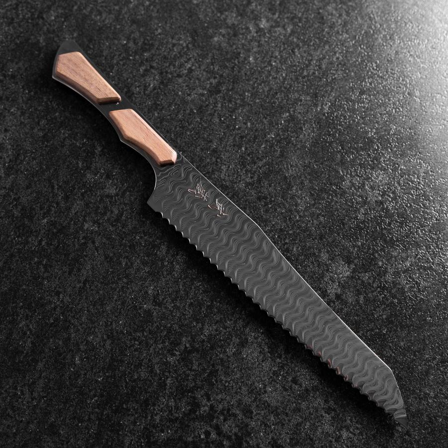 Kiritsuke Brotmesser VG-10 Kagami Damast Ahornholz Griff 210mm - Schwarz