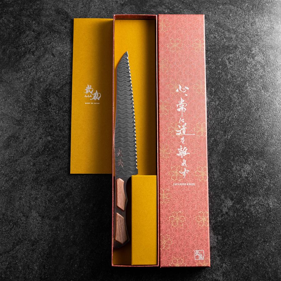 Kiritsuke Brotmesser VG-10 Kagami Damast Ahornholz Griff 210mm - Schwarz - Image 8