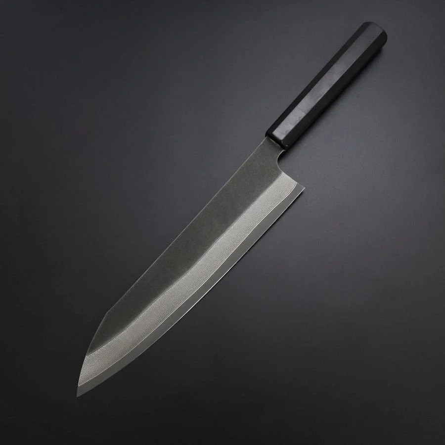 Kiritsuke Kobalt Edelstahl HRC62 Kurouchi Damast Büffelhorn und Ebenholz Griff 240mm - Image 2