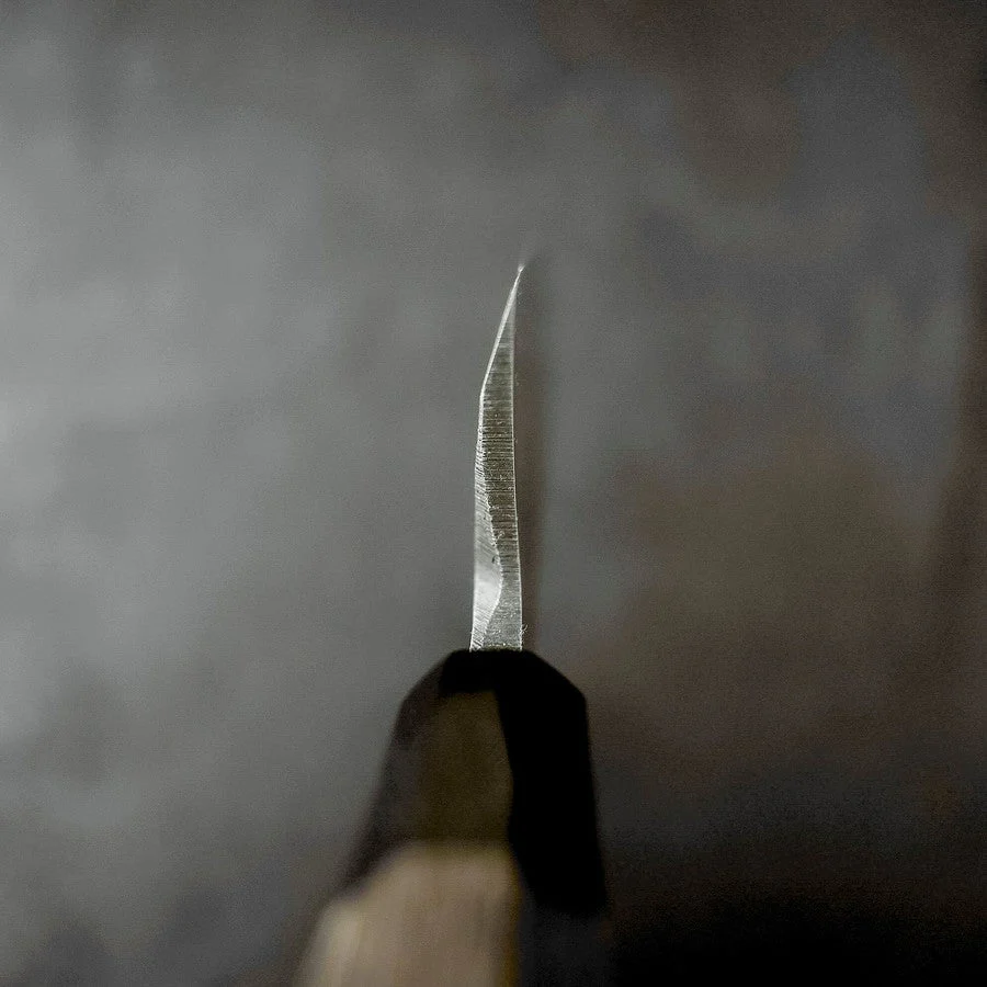 Kiritsuke Deba Blue Steel #2 Kurouchi Büffelhorn und Wenge Griff 180mm - Image 4