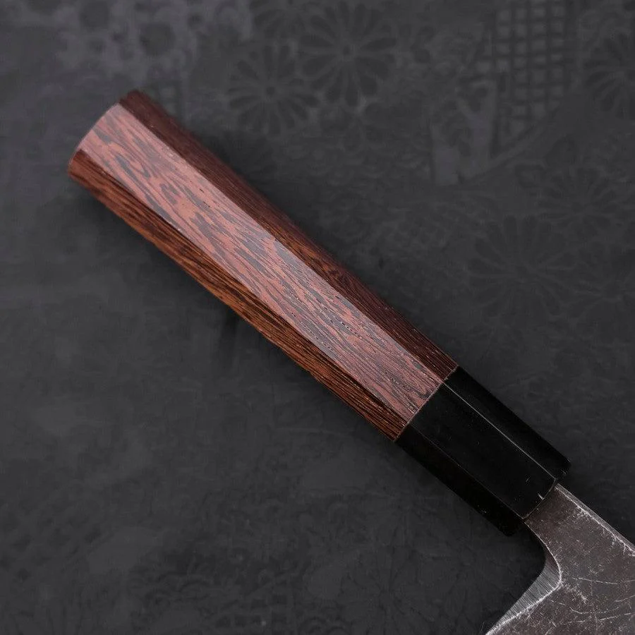 Kiritsuke Deba Blue Steel #2 Kurouchi Büffelhorn und Wenge Griff 165mm - Image 6
