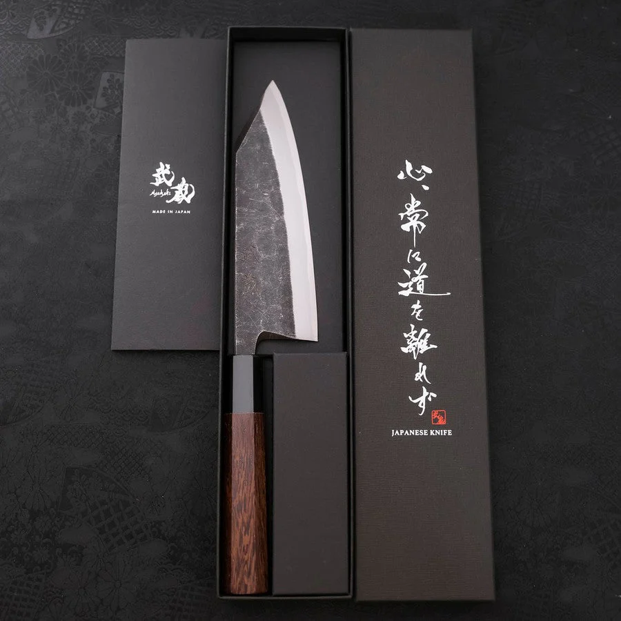 Kiritsuke Deba Blue Steel #2 Kurouchi Büffelhorn und Wenge Griff 165mm - Image 8