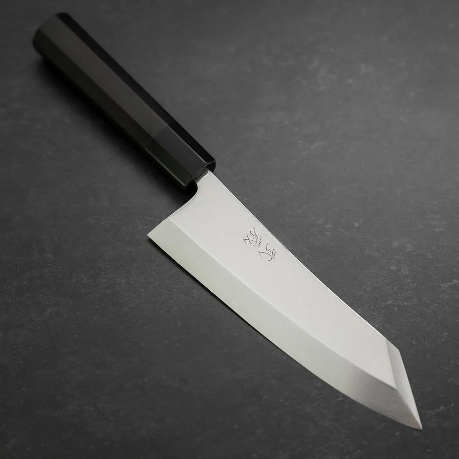 Kiritsuke Deba Honyaki Silver Steel #3 Kagami Büffelhorn und Ebenholz Griff 180mm