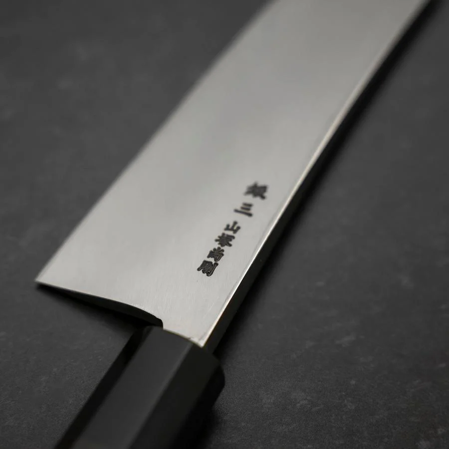 Kiritsuke Deba Honyaki Silver Steel #3 Kagami Büffelhorn und Ebenholz Griff 180mm - Image 3