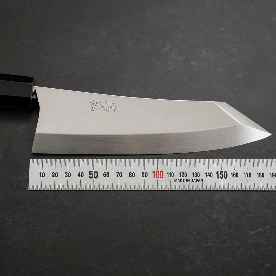 Kiritsuke Deba Honyaki Silver Steel #3 Kagami Büffelhorn und Ebenholz Griff 180mm - Image 7