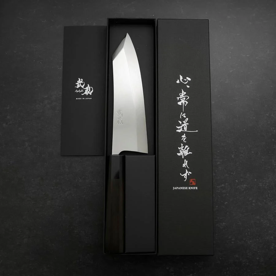 Kiritsuke Deba Honyaki Silver Steel #3 Kagami Büffelhorn und Ebenholz Griff 180mm - Image 8