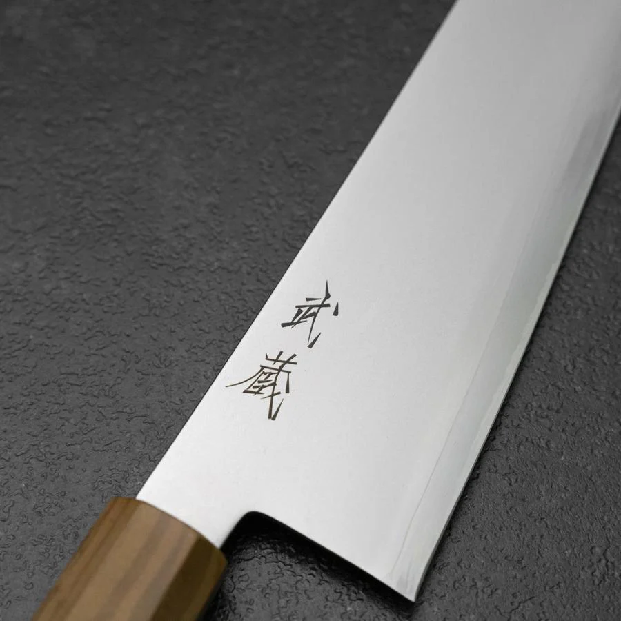Kiritsuke Gyuto Blue Steel #2 Poliert Olivenholz Griff 240mm - Image 3