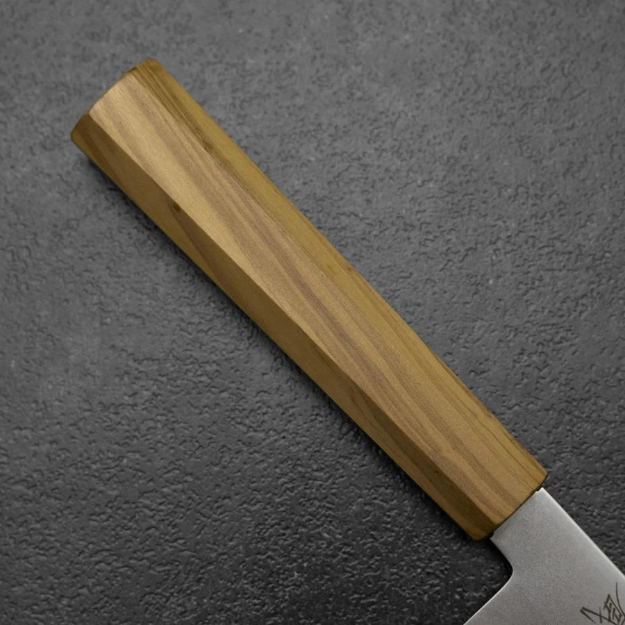 Kiritsuke Gyuto Blue Steel #2 Poliert Olivenholz Griff 240mm - Image 6