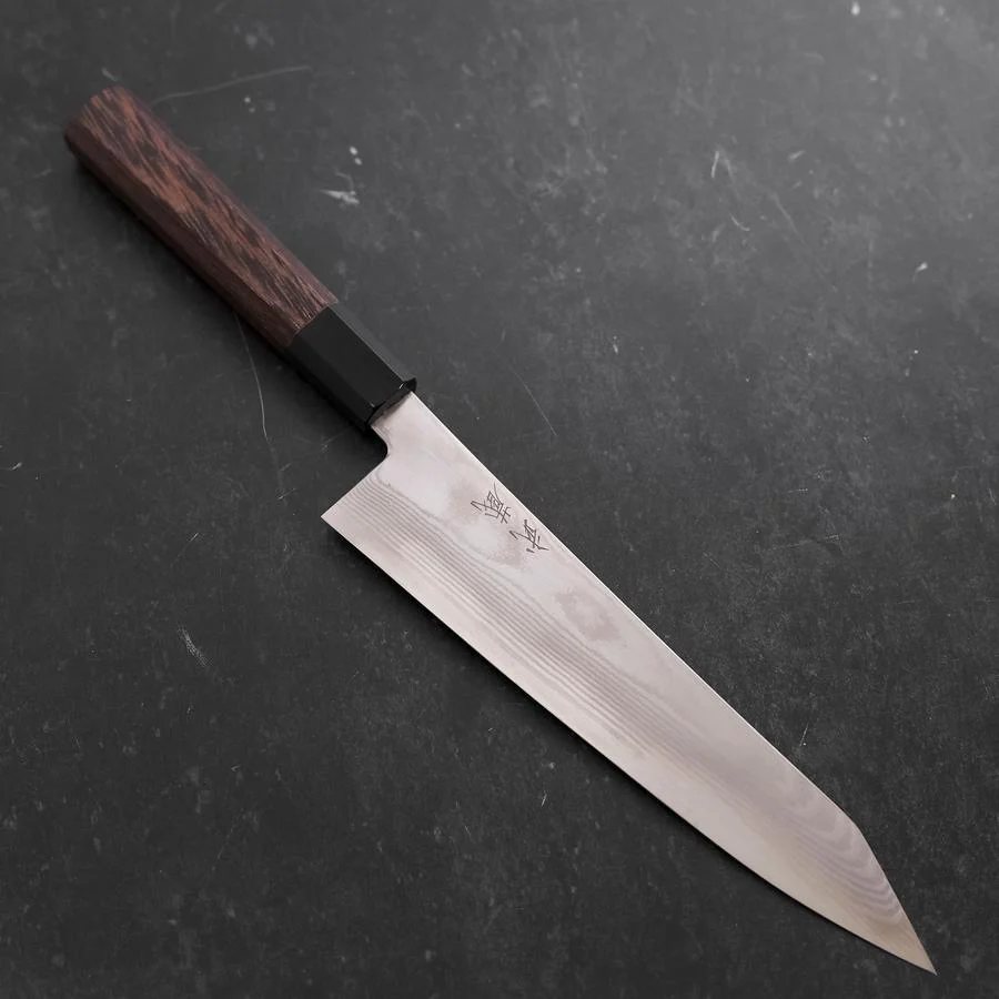 Kiritsuke Gyuto Silver Steel #3 Damast Büffelhorn und Wenge Griff 210mm