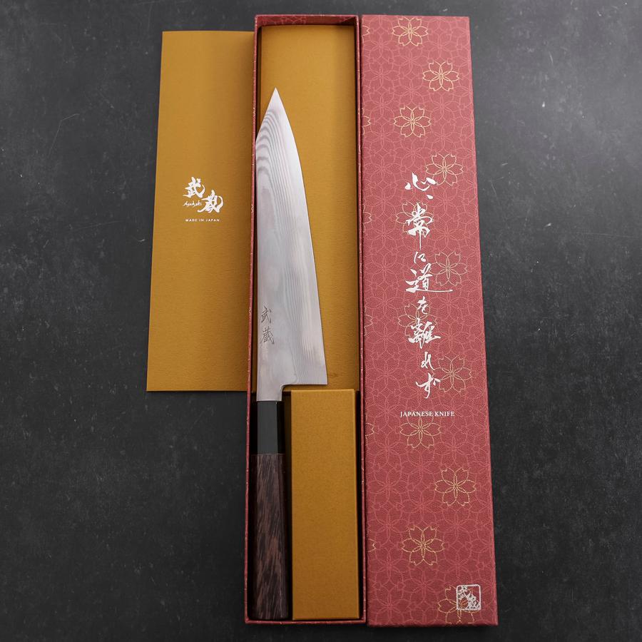 Kiritsuke Gyuto Silver Steel #3 Damast Büffelhorn und Wenge Griff 210mm - Image 8