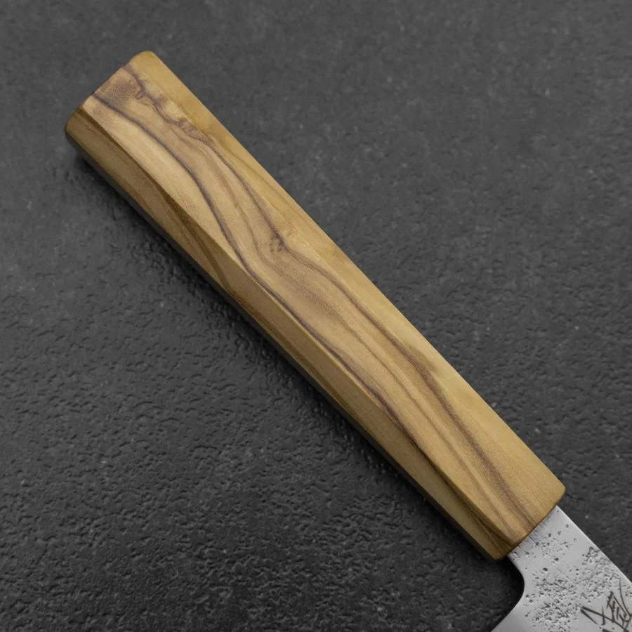 Kiritsuke Gyuto Silver Steel #3 Nashiji Olivenholz Griff 205mm - Image 6