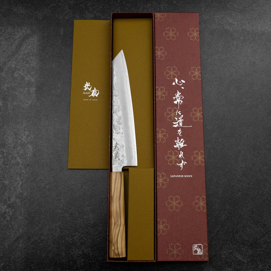 Kiritsuke Gyuto Silver Steel #3 Nashiji Olivenholz Griff 205mm - Image 8